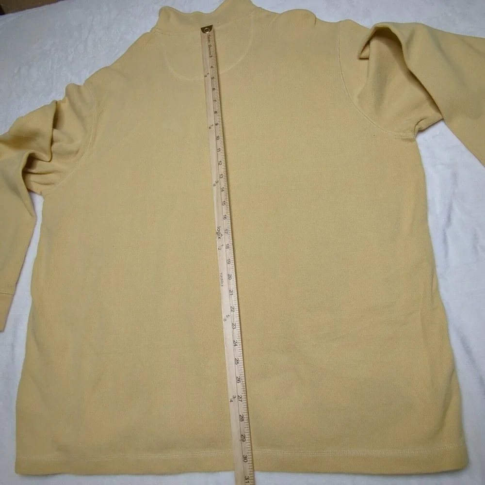 Eddie Bauer Sweater Mens XLT Yellow Knit Long Sleeve 1/4 Zip Adult XLTall Cotton